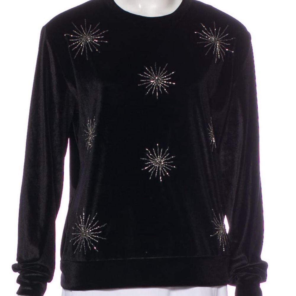 Sandro velour embroidered sweatshirt